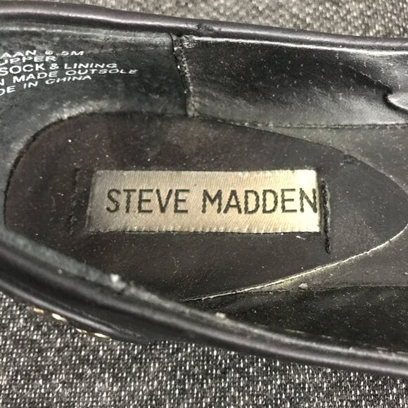 Steve Madden SLOAAN Women's Size 6.5 M Black Gold Studded Slip On Ballet Flats - Picture 5 of 9
